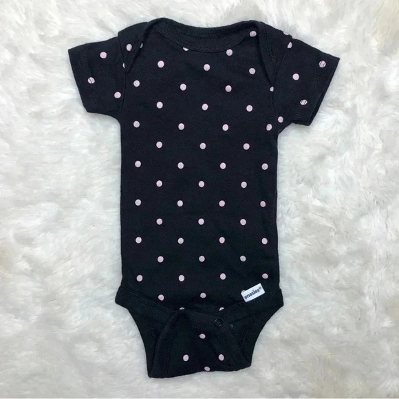 Gerber Other - Gerber Onesie Diaper Shirt  Polka Dots Black / Pink Size Newborn
